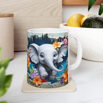 Керамическая чашка с дизайном "Слоник"