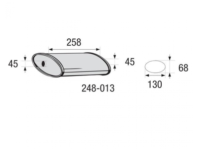 Глушитель универсальный плоский 248-013 (Длинна 258мм, ширина 130мм, высота 68мм диаметр входа 45мм) Bosal