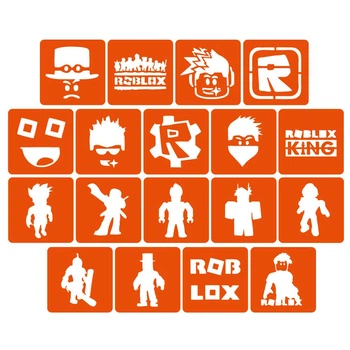 Набор трафаретов для био-тату "Roblox" от Fresh Tattoo, 18 простых трафаретов 5*5 см (Roblox_5x5_18_1)