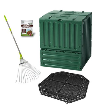 GRAF компостер ECO-King 600 л зелений в комплекте с решеткой, граблями и запасом ферментов