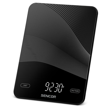 Ваги кухонні Sencor , 10кг, акумулятор 250mAh, USB-C, сенс. керув., скло, чорний (SKS7700BK)