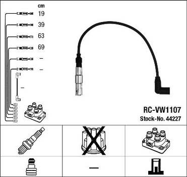 Комплект кабелей зажигания NGK (RC-VW1107)