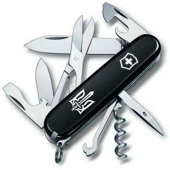 Нож Victorinox Climber Ukraine 91мм/14функ/Трезубец ОУН белый/черный