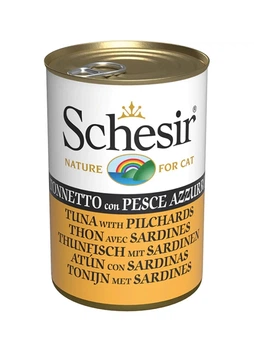 Влажный корм Schesir Tuna with Pilchards для котов тунец с сардиной в желе 140 г х 6 шт