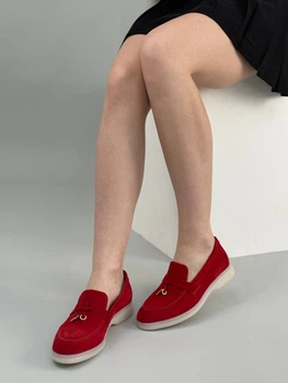 Жіночі лофери ShoesBand Червона натуральна замша 36 (23,5 см) (S36091-5)