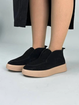 Лофери жіночі зимові ShoesBand Чорні натуральна замша 38 (24,5 см) (S22001-3з)