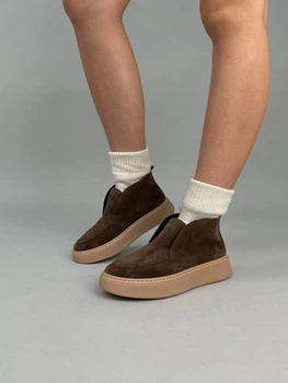 Лофери жіночі зимові ShoesBand Коричневі натуральна замша 38 (24,5 см) (S22001з)