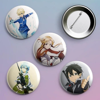 Закатні значки аніме Майстри меча онлайн Sword art online Конно Юкі металевий на шпильці 56 мм 4 штуки в комплекті