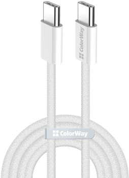 Кабель ColorWay Type-C - Type-C braided cotton PD Fast Charging 60W 3А 1 м Grey (CW-CBPDCC061-GR)
