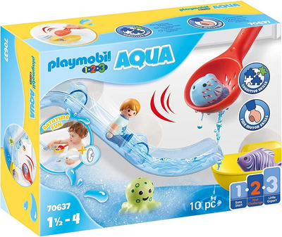 Іграшка для ванни Playmobil 1.2.3 Aqua Водна гірка з морськими тваринами 10 шт (4008789706379)