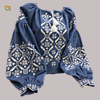 Сорочка Українська вишиванка 318915 колір блакитний розмір 6XL