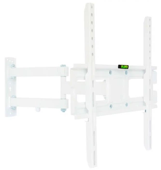 Настенное крепление LCD/Plasma tv 26-55" Walfix r-401w цвет белый, до 30 кг, VESA:400x400 мм, наклон: -12? ~ +10?, поворот: до 180 град, отступ от стены: 72-448 мм, кабельканал, уровень