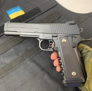 Страйкбольний Пістолет COLT Browning M1911 VIGOR V304 метал, пластик стріляє кульками 6 мм Чорний