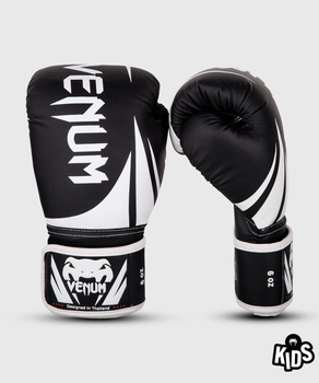 Детские боксерские перчатки Venum Challenger 2.0 Kids Boxing Gloves Black White (VENUM-03089-001-6OZ)