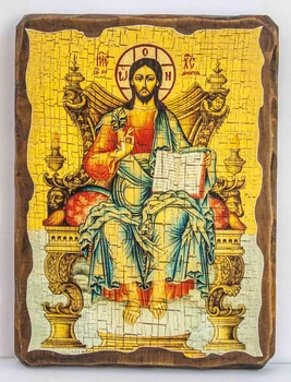 Икона Господь Вседержитель на престоле (на дереве) 170*230 мм