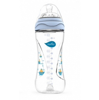 Дитяча пляшечка для годування Nuvita Mimic 330мл від 4-х місяців (NV6050Blue)