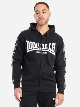 Толстовка на флісі на блискавці чоловіча Lonsdale Bigton 117558-1500 XL Чорний/Білий (4255581524803)