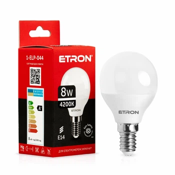 Світлодіодна LED лампа ETRON 8W G45 4200K 220V E14 денне світло