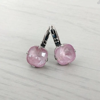 Cерьги Hand Made винтажные с кристаллами Swarovski розового цвета Soft Rose Ignite
