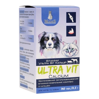 Ультра Вит Кальций (Ultra Vit Calcium) витаминно-минеральные комплексы для собак и кошек 140шт*0,5г, шт MODES
