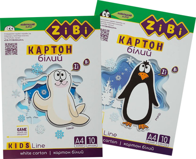 Набор картона ZiBi Белый A4 10 листов 230 г/м2 2 упаковки (ZB.1990.2)