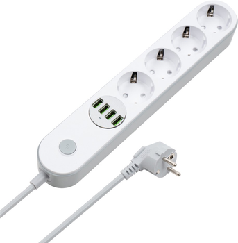 Сетевой фильтр-удлинитель ColorWay 4 розетки/4 USB White (CW-CHE44W)