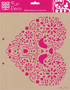 Трафарет многоразовый самоклеющийся Fun Deco Українське серце 30 х 21 см (FD-L-013)