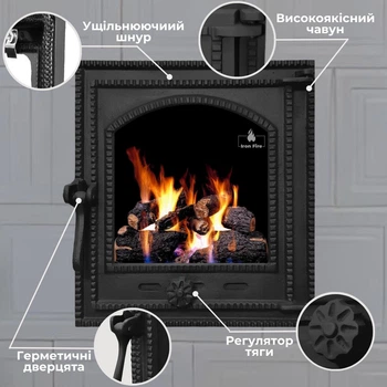Дверцы для камина Iron Fire Style 35 350x390 мм со стеклом чугунные