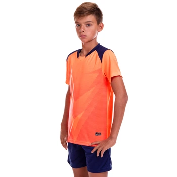 Форма футбольная детская комплект футболка и шорты Lingo LD-M8627B (полиэстер, размер 3XS, цвет оранжевый-темно-синий)