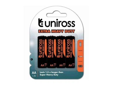 Батарейка сольова UNIROSS LR6/AA 4шт SHRINK OF 4AA EXTRA HEAVY DUTY ПВХ (в спайці)