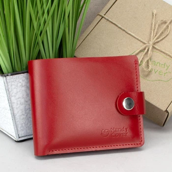 Портмоне женское кожаное на кнопке Handycover HC0042 красное