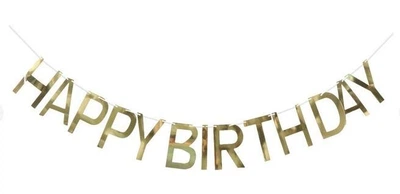 Паперова гірлянда букви Happy Birthday золото, 2 метри