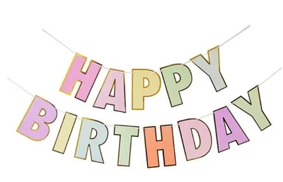 Паперова гірлянда Happy Birthday із золотою облямівкою, 3 метри