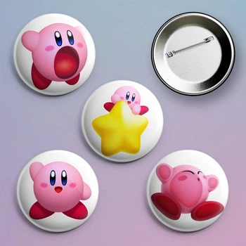 Закатные значки Kirby Кирби металлические на булавке 56 мм 4 штуки в комплекте