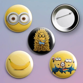 Закатные значки Миньоны Minions металлические на булавке 56 мм 4 штуки в комплекте