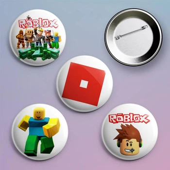Закатные значки Roblox Роблокс металлические на булавке 56 мм 4 штуки