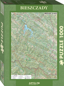 Puzzle ArtGlob Bieszczady Mapa turystyczna 66 x 47 cm 1000 elementów (5907751196080)