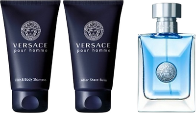 Подарунковий набір для чоловіків Versace Pour Homme Туалетна вода 50 мл + Бальзам після гоління 50 мл + Шампунь 50 мл (8011003879311)