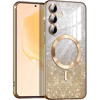 TPU чехол Delight case with MagSafe с защитными линзами на камеру для Samsung Galaxy S24 Золотой / Gold Без бренда