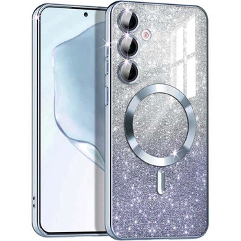 TPU чехол Delight case with MagSafe с защитными линзами на камеру для Samsung Galaxy S25 FE Серый / Lavender Gray