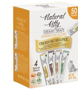 Набір крем-снеків Natural Kitty Creamy Treat Mega Pack для котів на курячій основі 50 шт.х12 г (4 смаки)
