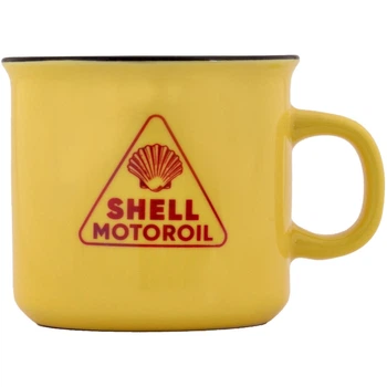 Чашка керамическая Shell Motor Oil Triangle Ретро 320 мл Желтая