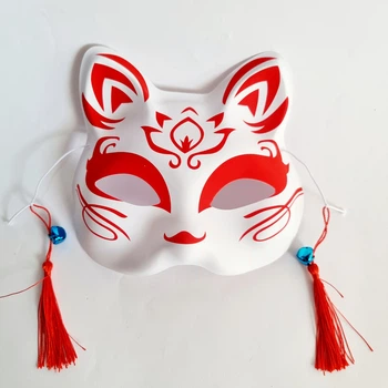 Маска Кицуне Японской Лисы Kitsune красная №02, 18х17 см