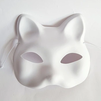 Маска Кицунэ Японской Лисы Kitsune основа для раскрашивания, 18х17 см