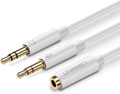 Сплиттер Ugreen переходник-разветвитель 3.5mm 2 AM to 3.5mm AF White (AV140)
