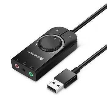 Звукова карта Ugreen USB 2.0 зовнішня стерео, з регулятором гучності 100CM (50599)