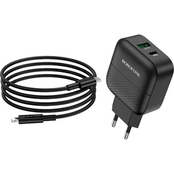 Сетевое зарядное устройство BOROFONE BA46A Premium Type-C to Lightning Black (BA46ACLB)
