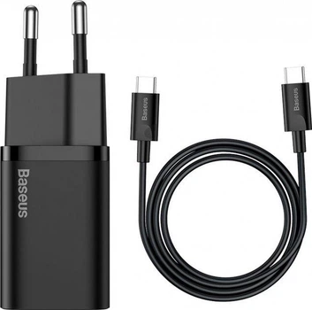 Зарядний пристрій Baseus мережевий Super Si 1Type-C + Cable Type-C to Type-C 1m 25W Black (TZCCSUP-L01)