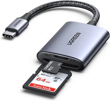 Кард-рідер Ugreen USB C SD Card Reader для TF SD Micro SD SDXC SDHC MMC RS-MMC Micro SDXC UHS-I Card (CM401)