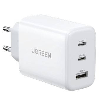 Сетевое зарядное устройство Ugreen 2x USB Type C 1х USB Type А 65W Power Delivery White (CD275)